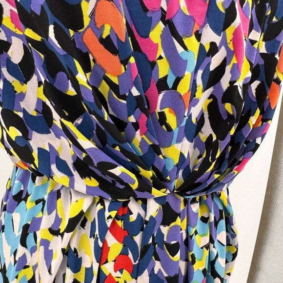 Trina Turk‎ Abstract Print Dress Womens 6 Colorful Artsy Midi Oversized Comfort - Picture 6 of 8